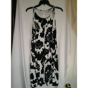 Ann Taylor LOFT Navy Blue‎ & White Floral Print Sleeveless Summer Dress Petite